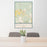 24x36 Magnolia Texas Map Print Portrait Orientation in Woodblock Style Behind 2 Chairs Table and Potted Plant