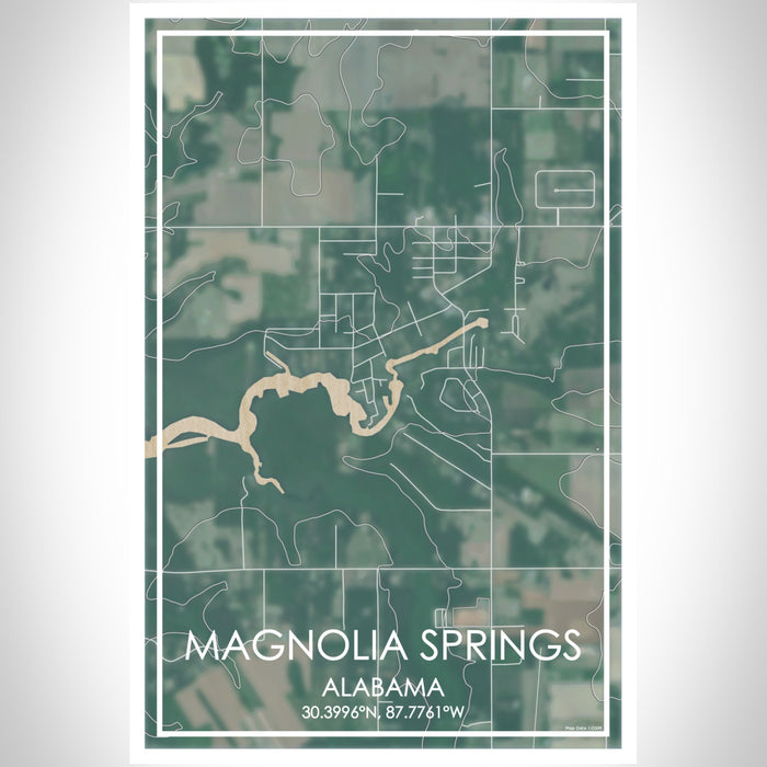 Magnolia Springs Alabama Map Print Portrait Orientation in Afternoon Style With Shaded Background