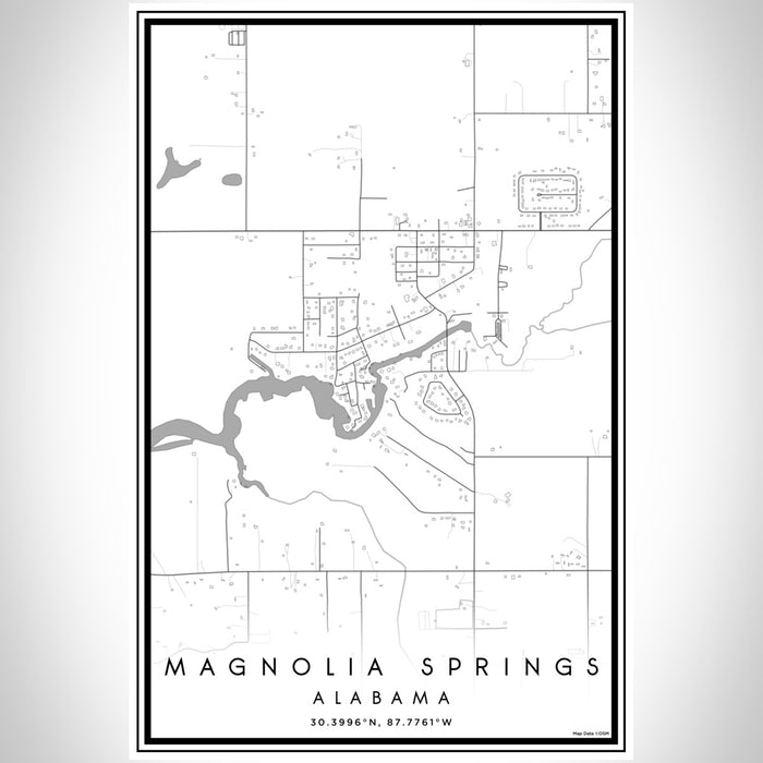 Magnolia Springs Alabama Map Print Portrait Orientation in Classic Style With Shaded Background