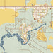 Magnolia Springs Alabama Map Print in Woodblock Style Zoomed In Close Up Showing Details