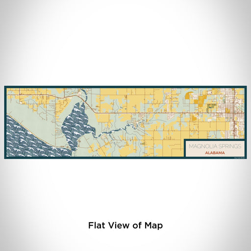 Flat View of Map Custom Magnolia Springs Alabama Map Enamel Mug in Woodblock