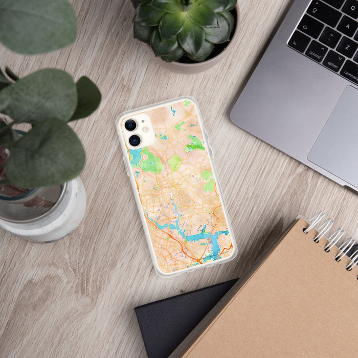 Custom Malden Massachusetts Map Phone Case in Watercolor