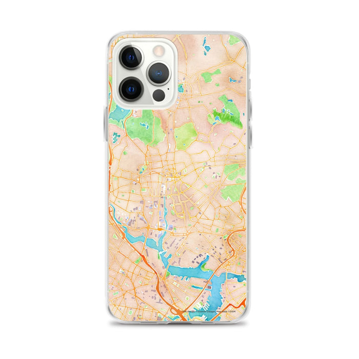 Custom Malden Massachusetts Map iPhone 12 Pro Max Phone Case in Watercolor