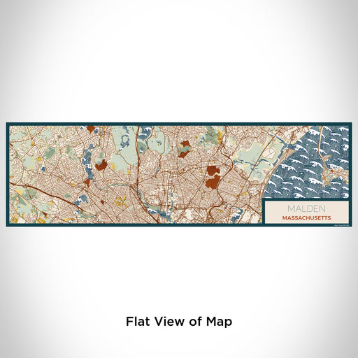 Flat View of Map Custom Malden Massachusetts Map Enamel Mug in Woodblock