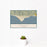 12x18 Malibu California Map Print Landscape Orientation in Woodblock Style With Small Cactus Plant in White Planter
