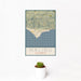 12x18 Malibu California Map Print Portrait Orientation in Woodblock Style With Small Cactus Plant in White Planter