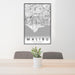 24x36 Malibu California Map Print Portrait Orientation in Classic Style Behind 2 Chairs Table and Potted Plant