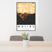 24x36 Malibu California Map Print Portrait Orientation in Ember Style Behind 2 Chairs Table and Potted Plant