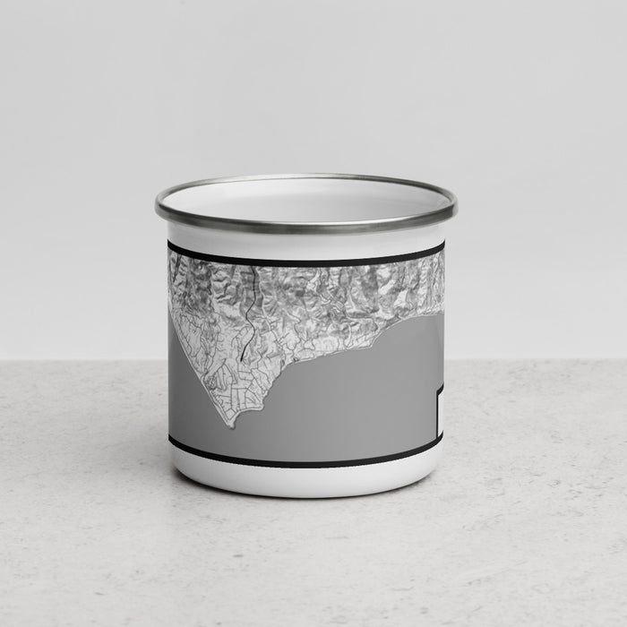 Front View Custom Malibu California Map Enamel Mug in Classic