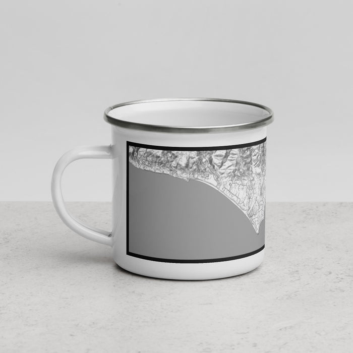 Left View Custom Malibu California Map Enamel Mug in Classic
