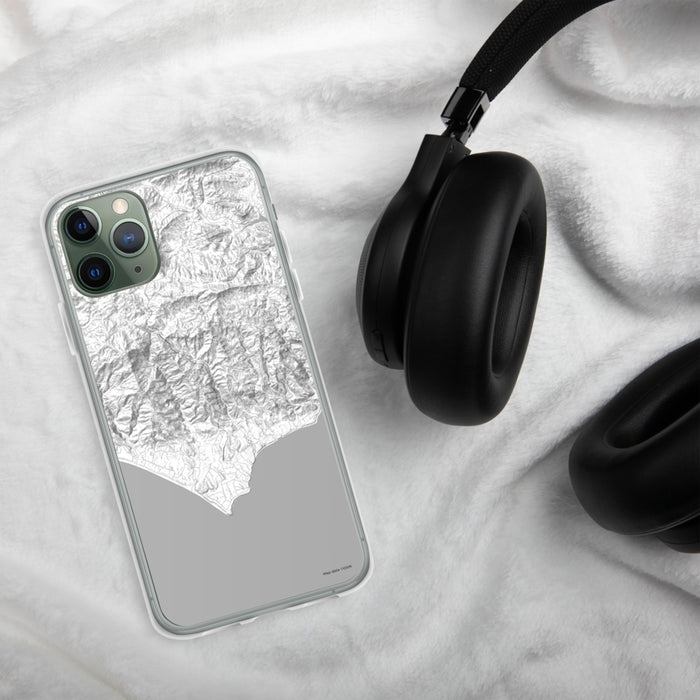 Custom Malibu California Map Phone Case in Classic on Table with Black Headphones