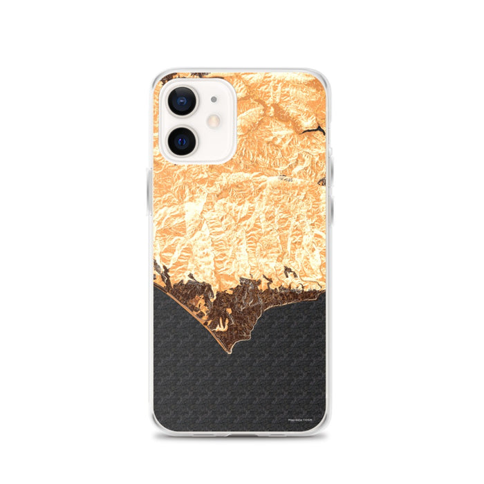 Custom iPhone 12 Malibu California Map Phone Case in Ember