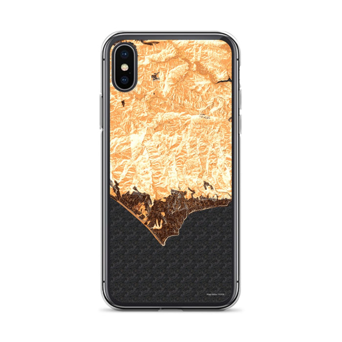 Custom iPhone X/XS Malibu California Map Phone Case in Ember