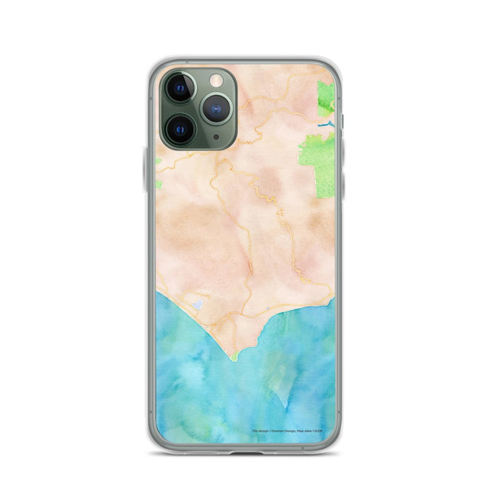 Custom iPhone 11 Pro Malibu California Map Phone Case in Watercolor