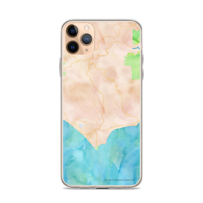 Custom iPhone 11 Pro Max Malibu California Map Phone Case in Watercolor