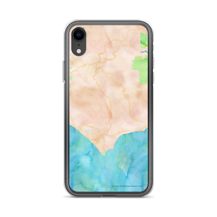 Custom iPhone XR Malibu California Map Phone Case in Watercolor