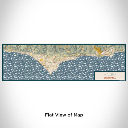 Flat View of Map Custom Malibu California Map Enamel Mug in Woodblock