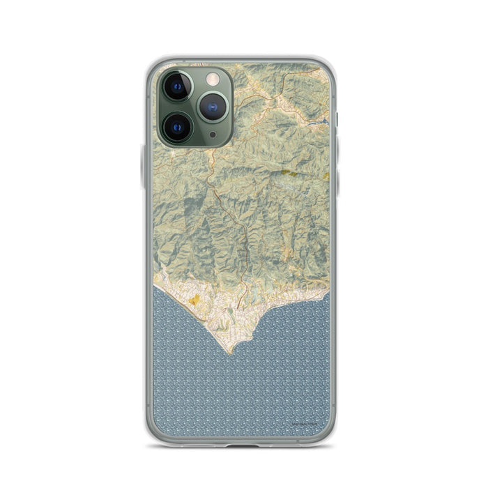 Custom iPhone 11 Pro Malibu California Map Phone Case in Woodblock