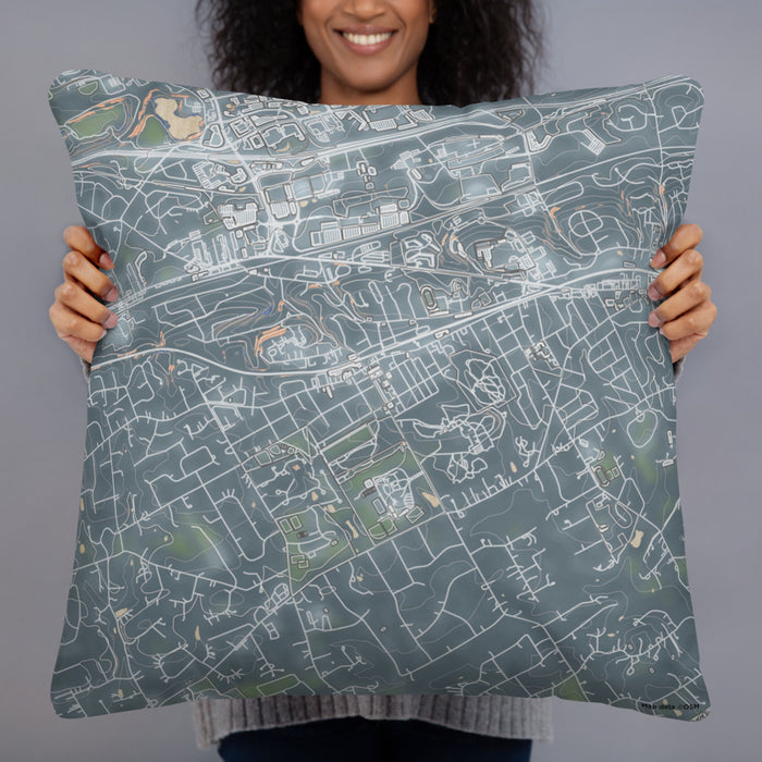 Person holding 22x22 Custom Malvern Pennsylvania Map Throw Pillow in Afternoon