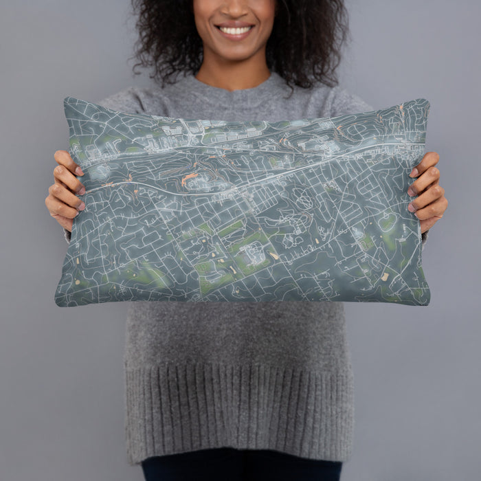 Person holding 20x12 Custom Malvern Pennsylvania Map Throw Pillow in Afternoon