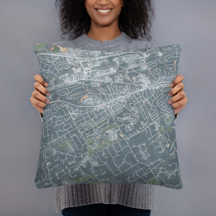 Person holding 18x18 Custom Malvern Pennsylvania Map Throw Pillow in Afternoon