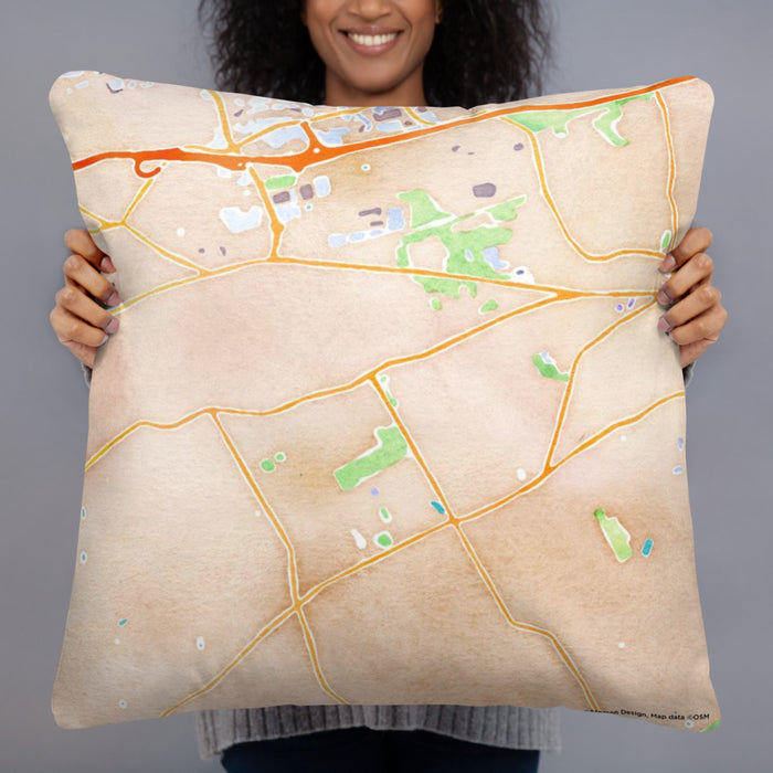 Person holding 22x22 Custom Malvern Pennsylvania Map Throw Pillow in Watercolor