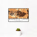 12x18 Mammoth Lakes California Map Print Landscape Orientation in Ember Style With Small Cactus Plant in White Planter