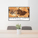 24x36 Mammoth Lakes California Map Print Lanscape Orientation in Ember Style Behind 2 Chairs Table and Potted Plant