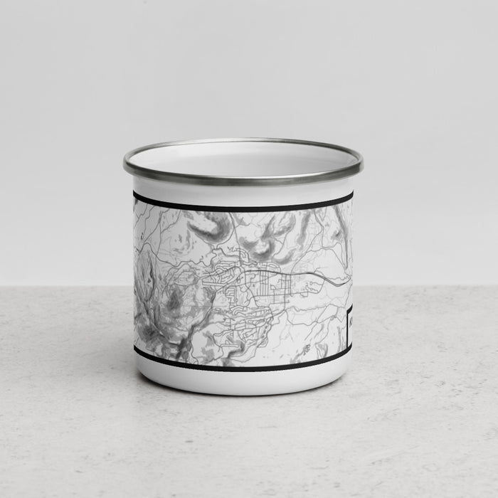 Front View Custom Mammoth Lakes California Map Enamel Mug in Classic