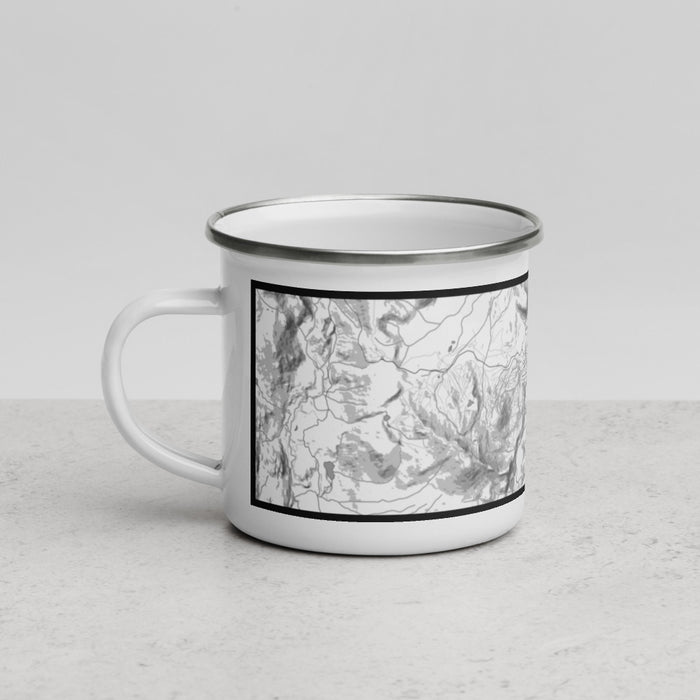 Left View Custom Mammoth Lakes California Map Enamel Mug in Classic