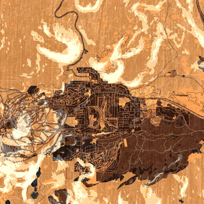 Mammoth Lakes California Map Print in Ember Style Zoomed In Close Up Showing Details