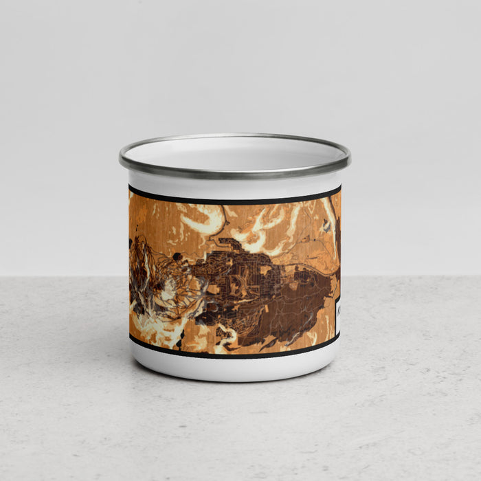 Front View Custom Mammoth Lakes California Map Enamel Mug in Ember