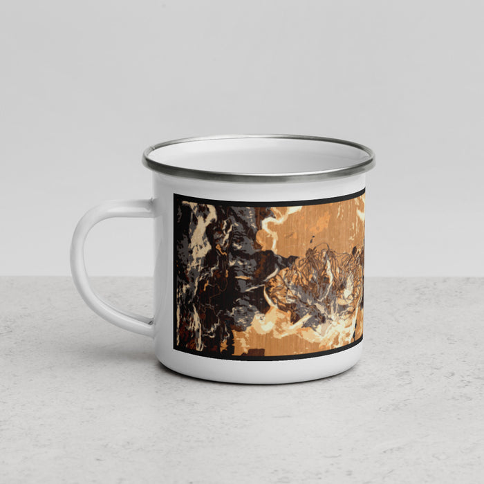 Left View Custom Mammoth Lakes California Map Enamel Mug in Ember