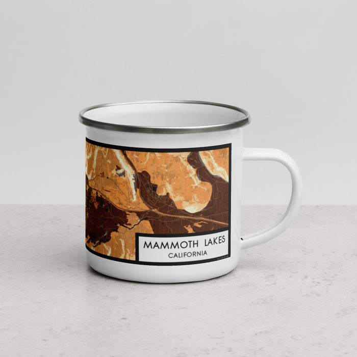 Right View Custom Mammoth Lakes California Map Enamel Mug in Ember