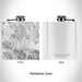 Rendered View of Mammoth Lakes California Map Engraving on 6oz Stainless Steel Flask in White