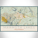 Mammoth Lakes California Map Print Landscape Orientation in Woodblock Style With Shaded Background