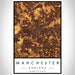 Manchester England Map Print Portrait Orientation in Ember Style With Shaded Background