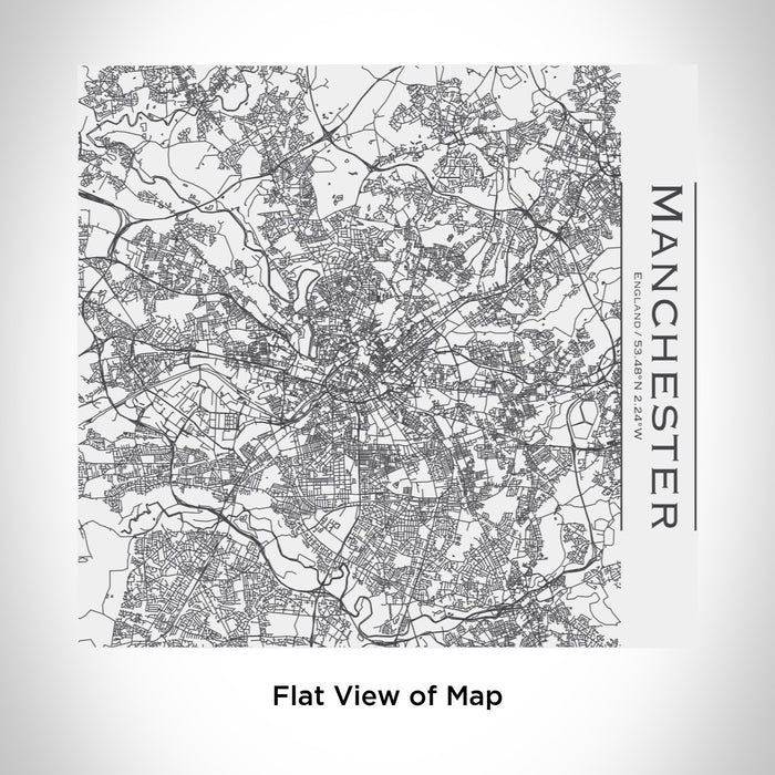 Rendered View of Manchester England Map Engraving on 17oz Stainless Steel Insulated Tumbler in White