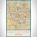 Manchester England Map Print Portrait Orientation in Woodblock Style With Shaded Background