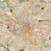 Manchester England Map Print in Woodblock Style Zoomed In Close Up Showing Details