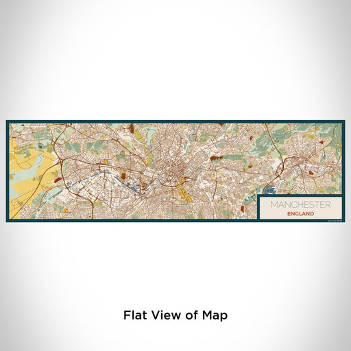 Flat View of Map Custom Manchester England Map Enamel Mug in Woodblock