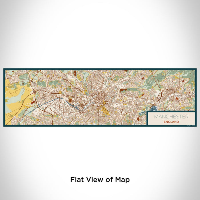 Flat View of Map Custom Manchester England Map Enamel Mug in Woodblock