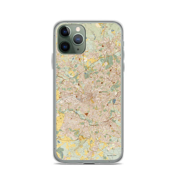 Custom Manchester England Map Phone Case in Woodblock