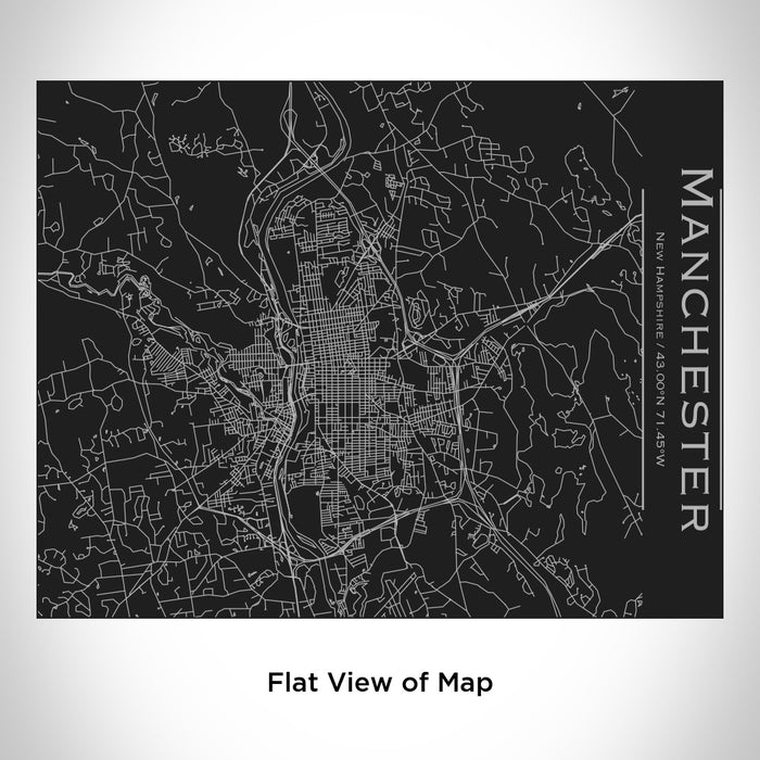 Rendered View of Manchester New Hampshire Map Engraving on 20oz Stainless Steel Insulated Bottle with Bamboo Top in Black