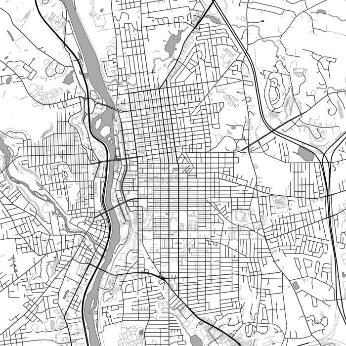 Manchester New Hampshire Map Print in Classic Style Zoomed In Close Up Showing Details