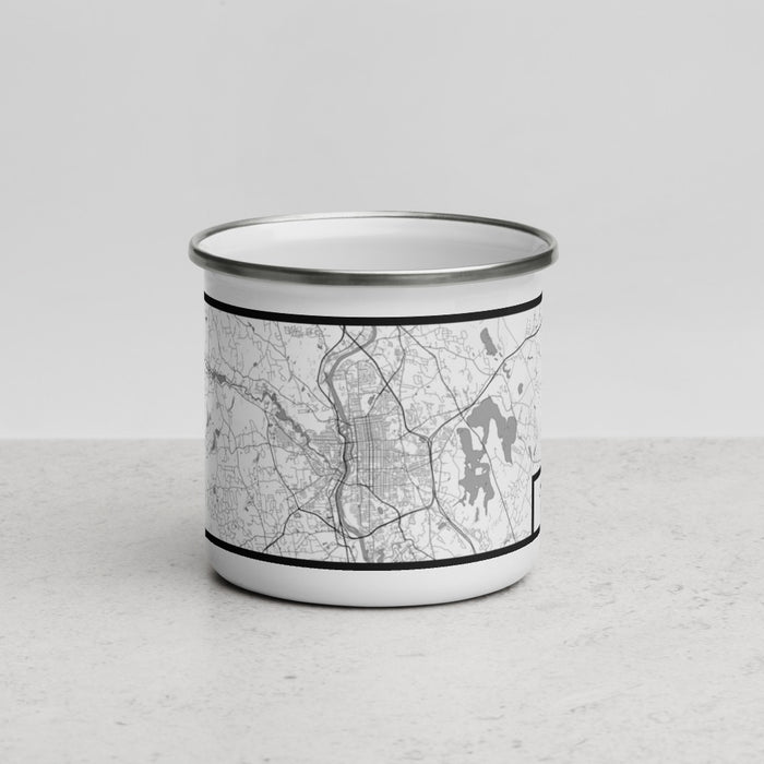 Front View Custom Manchester New Hampshire Map Enamel Mug in Classic