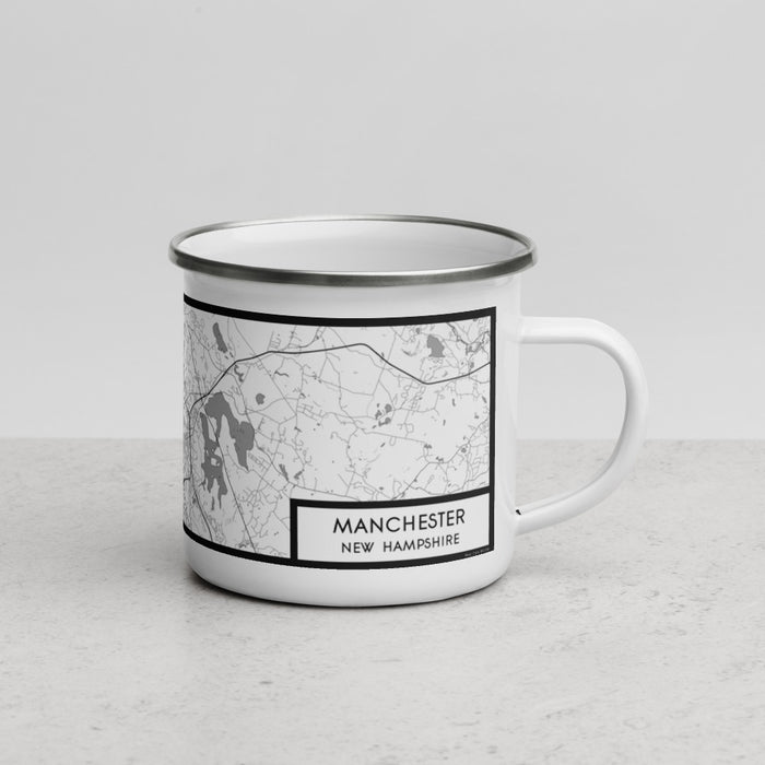 Right View Custom Manchester New Hampshire Map Enamel Mug in Classic