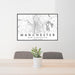 24x36 Manchester New Hampshire Map Print Landscape Orientation in Classic Style Behind 2 Chairs Table and Potted Plant