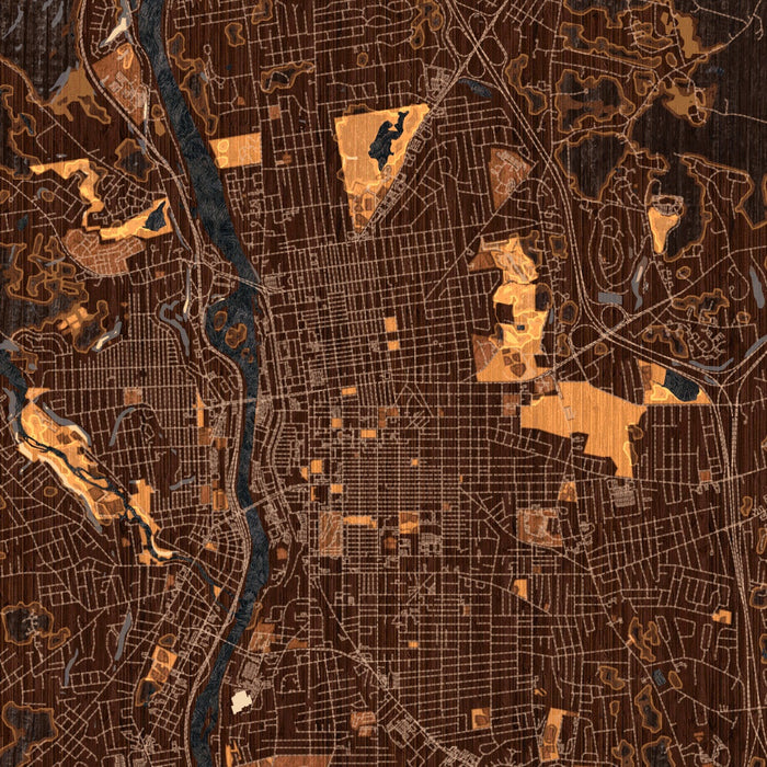 Manchester New Hampshire Map Print in Ember Style Zoomed In Close Up Showing Details