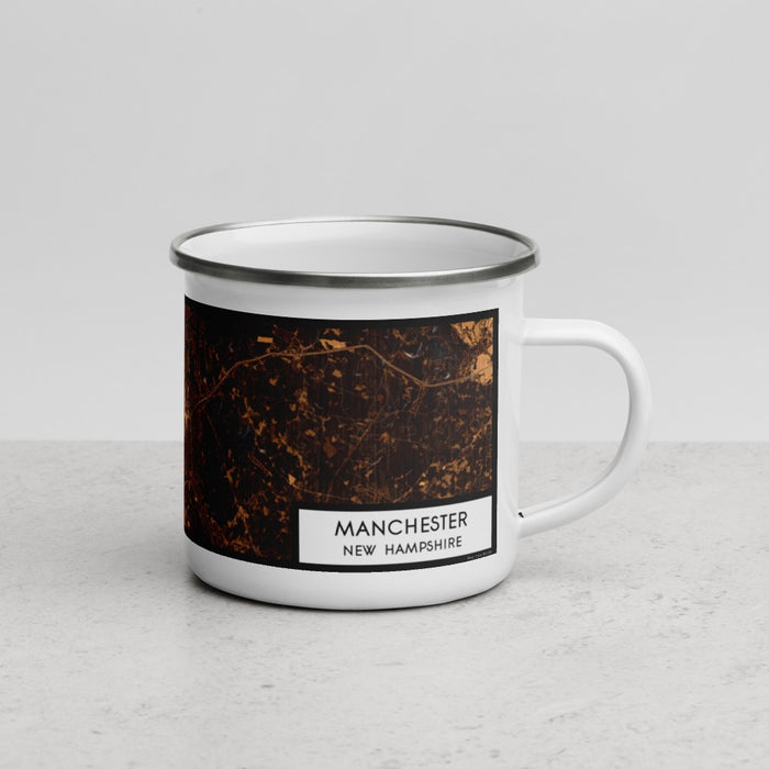 Right View Custom Manchester New Hampshire Map Enamel Mug in Ember
